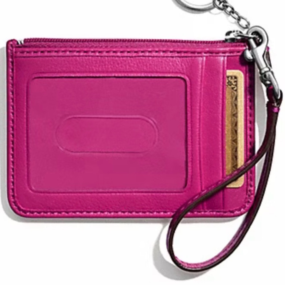 COACH CAMPBELL LEATHER MINI ID SKINNY CREDIT CARD KEYCHAIN WRISTLET #F50167 - Picture 2 of 10